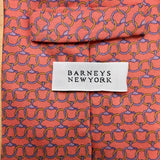 Barneys New York Mens Pink Silk Patterned Tie Handmade In Italy Stylish Design