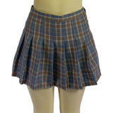 Plaid Pleated Mini Skirt With Button & Zipper Closure Size M - New