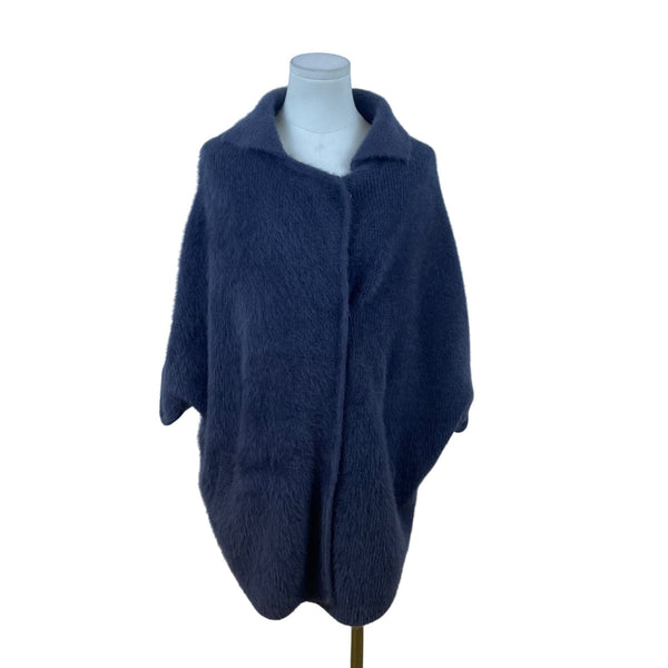 Womens Navy Blue/ Grey Wrap Cape Coat Oversized Style Sz 175/92A US L