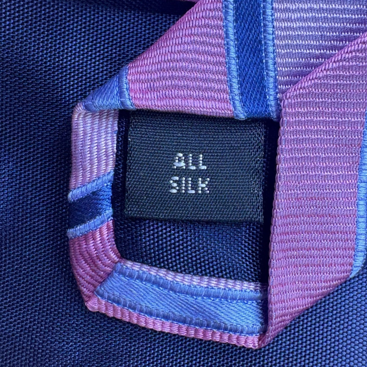 Corporate Image Mens Pink Blue Silk Striped Necktie All Silk Accessory