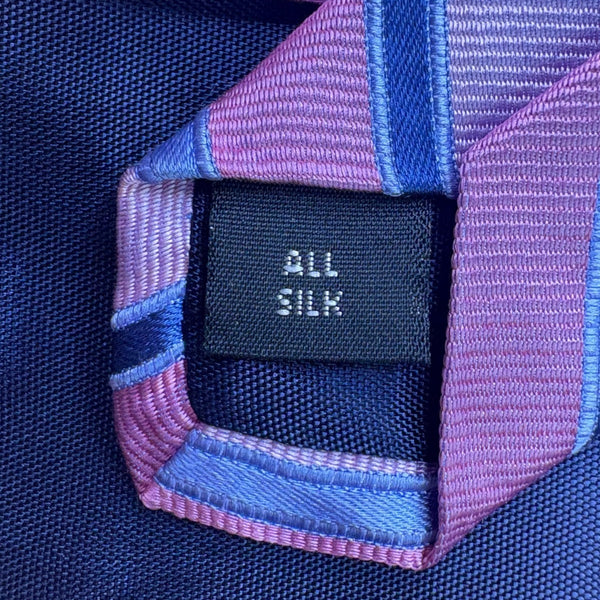Corporate Image Mens Pink Blue Silk Striped Necktie All Silk Accessory