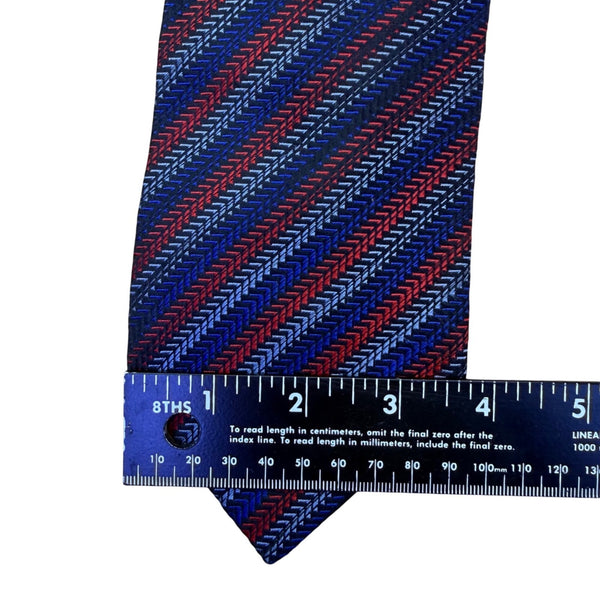 XMI Platinum Mens Red & Blue Silk Handmade Tie Imported From England