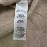 Chicos Womens Gold Metallic Knit Mock Neck Sweater Long Sleeve Classic Fit Sz 2