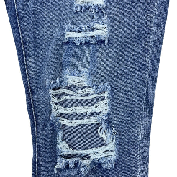 Simple Society Womens Straight Leg Distressed Denim Jeans Size 25 Premium Fabric