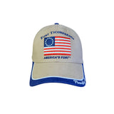 Fort Ticonderoga Founding Patriot Embroidered Khaki & Blue Baseball Cap