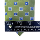 Jos. A. Bank Mens Green & Blue 100% Silk Geometric Pattern Tie