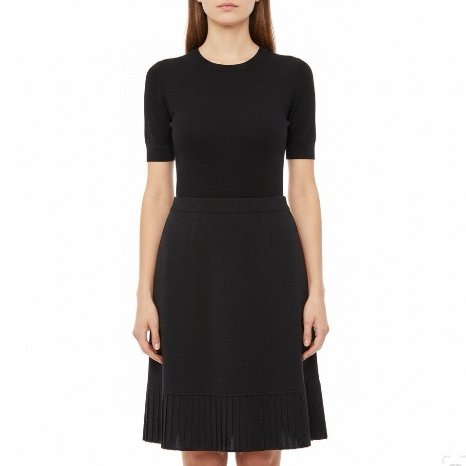 Exclusively Misook Womens Black Pleated Hem Skirt Elegant Size Small