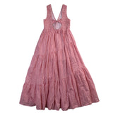 Free People Womens Pink Striped Maxi Sundress Sleeveless Smocked V-Neck Size XS
