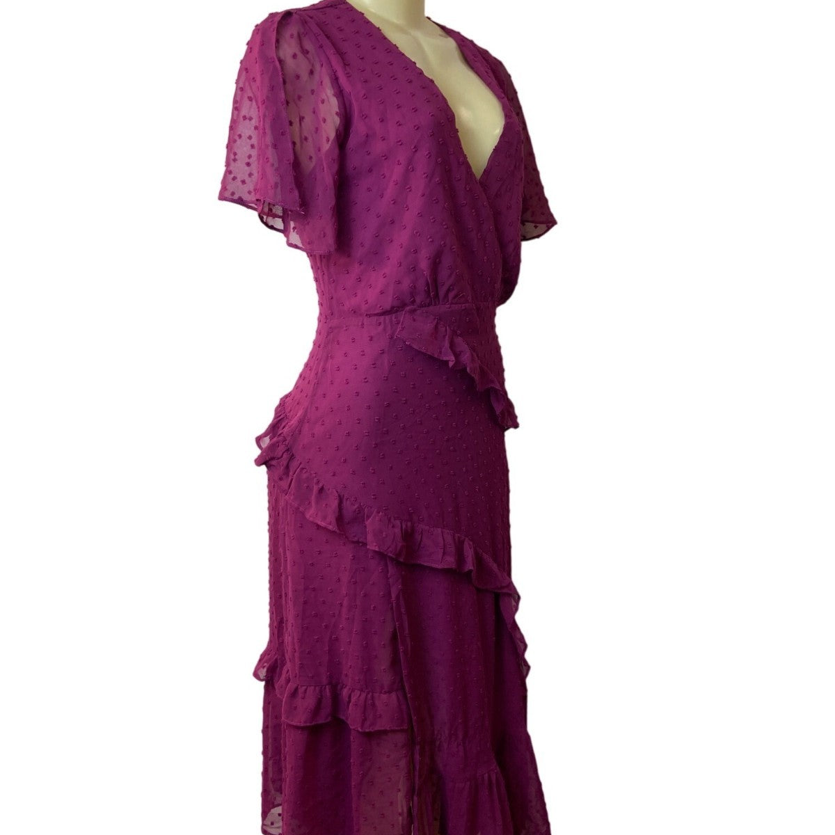 Lulus Women's Magenta Short Sleeve Wrapped Dress Sz M - NWT