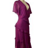 Lulus Women's Magenta Short Sleeve Wrapped Dress Sz M - NWT