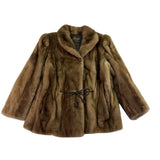 Mano Swartz Womens Brown Mink Fur Jacket Tie Waist Coat