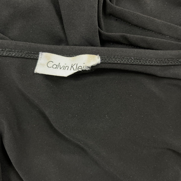 Calvin Klein Black Ruched Stretch Dress Womens