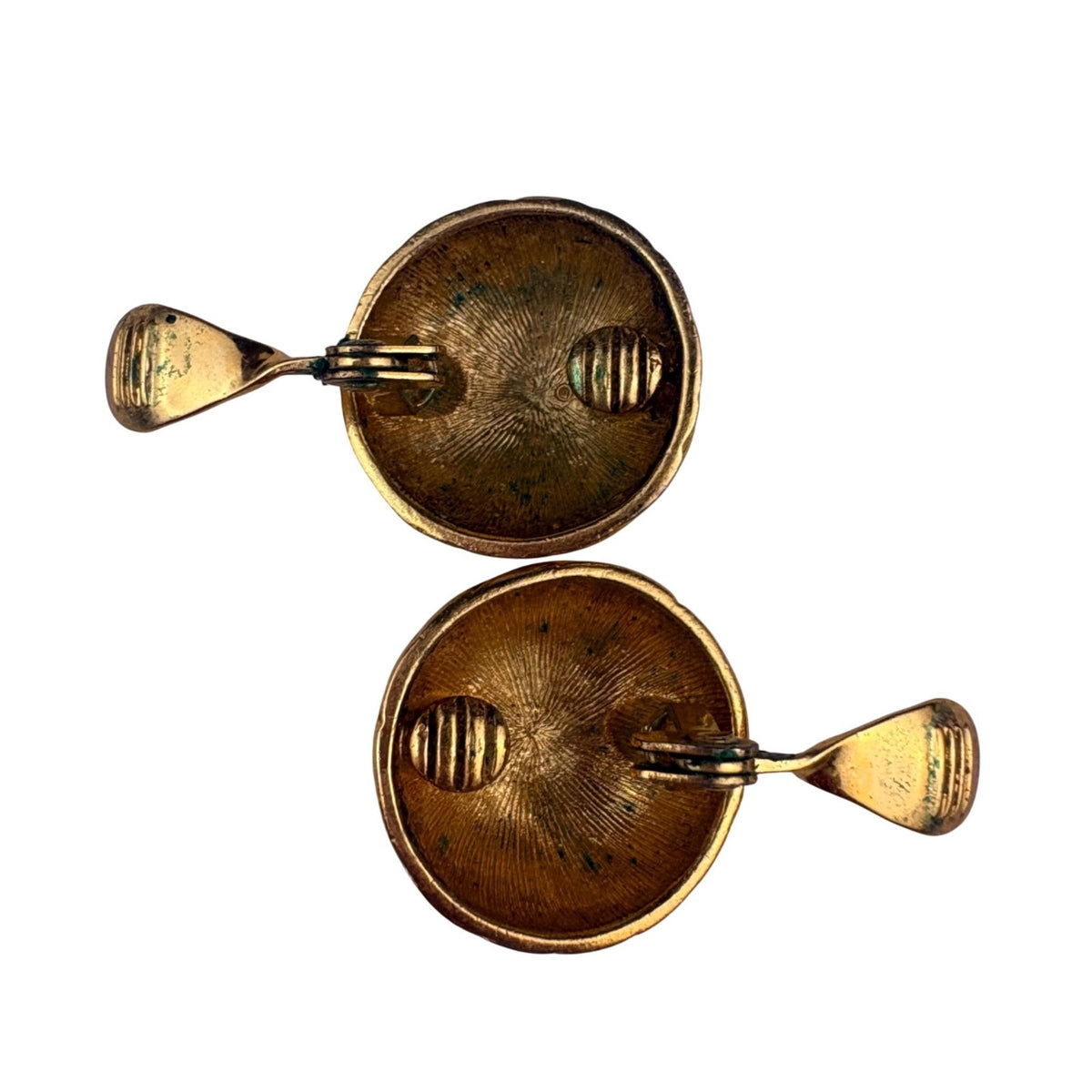 Monet Womens Gold Tone Clip-On Dome Earrings Basketweave Pattern Round Design