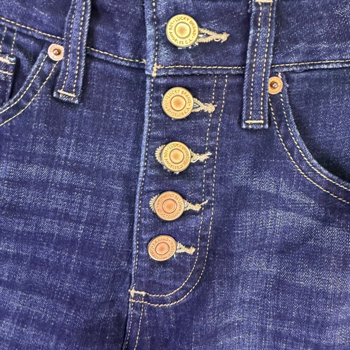 Lucky Brand Womens Blue Denim Skinny Jeans High Rise Button Fly Size 6