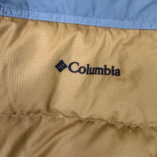 Columbia Mens Blue & Brown Puffer Vest Winter Outerwear Quilted Zip-Up Size L