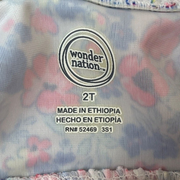 Wonder Nation Toddler Girls Floral Ruffle Bikini Set Blue Size 2T