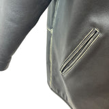 Fitigueso Men's Black Leather Hoodie With Washed Seam Size M