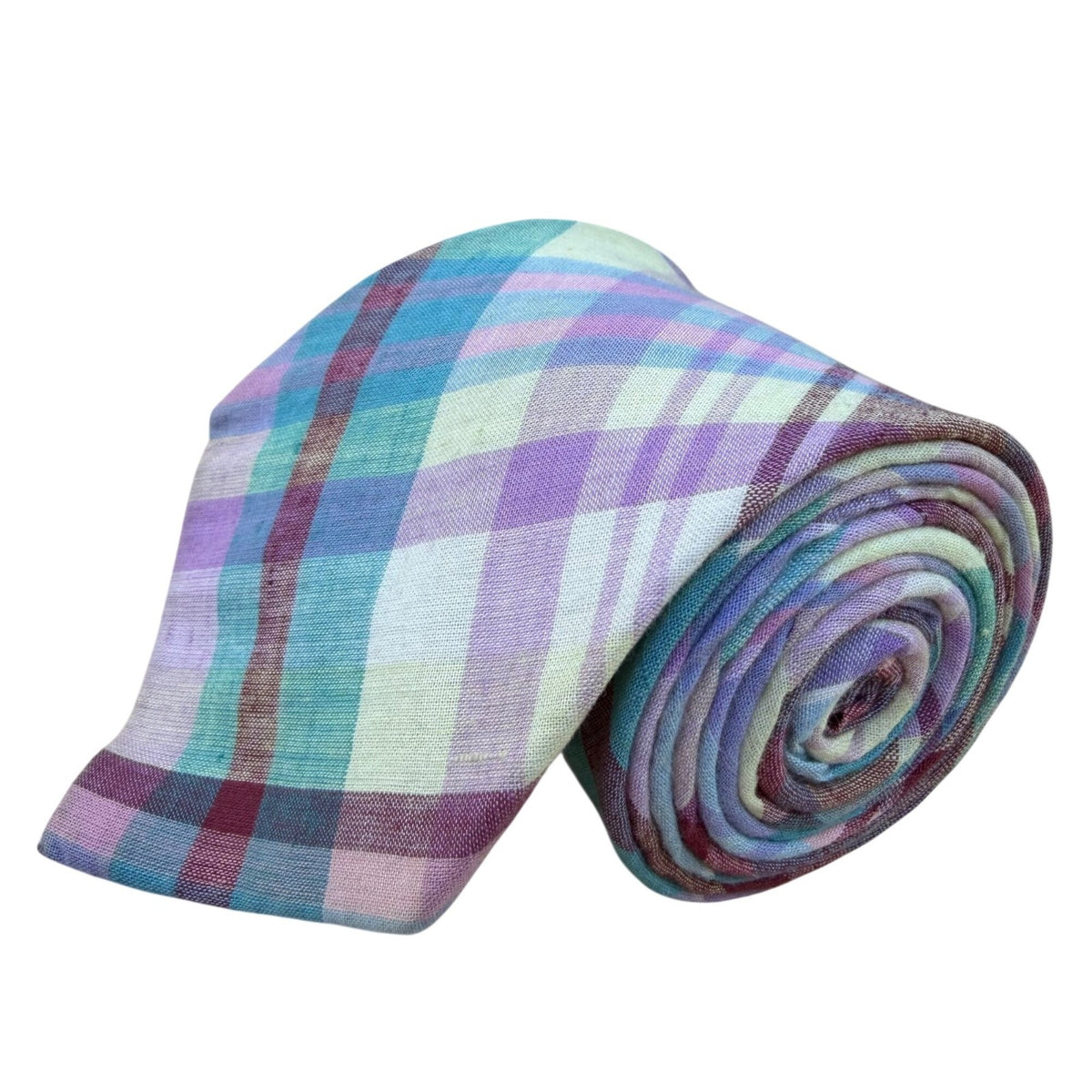 Lands End Mens Multicolor Cotton Plaid Necktie Classic Pattern