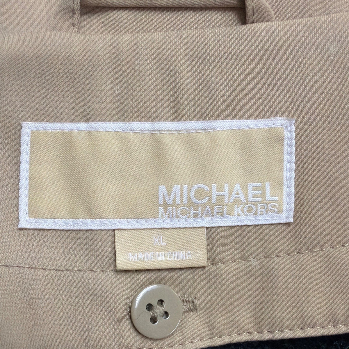 Michael Kors Womens Tan Cotton Blend Belted Trench Coat With Hood Size XL