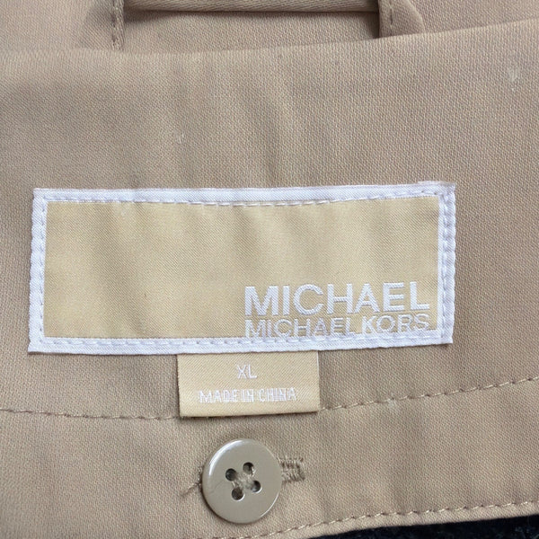 Michael Kors Womens Tan Cotton Blend Belted Trench Coat With Hood Size XL