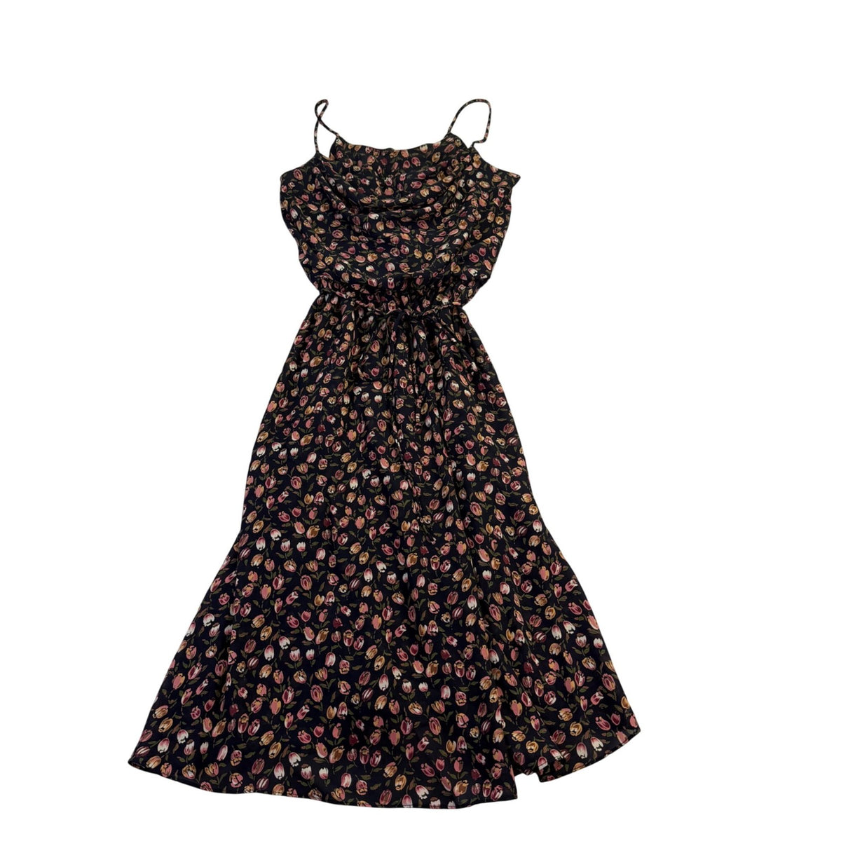 L.T.D. By Roberta Womens Black Floral Spaghetti Strap Maxi Dress Size 7-8