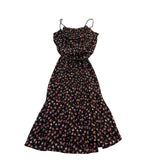 L.T.D. By Roberta Womens Black Floral Spaghetti Strap Maxi Dress Size 7-8