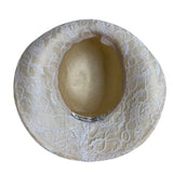 TinaLuxe Womens Beige Lace Wide Brim Cloche Hat White Lace Band Flower Accent OS