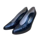 Evan Picone Women’s Black Leather Perforated Pointed Toe Dress Pumps Size 8N
