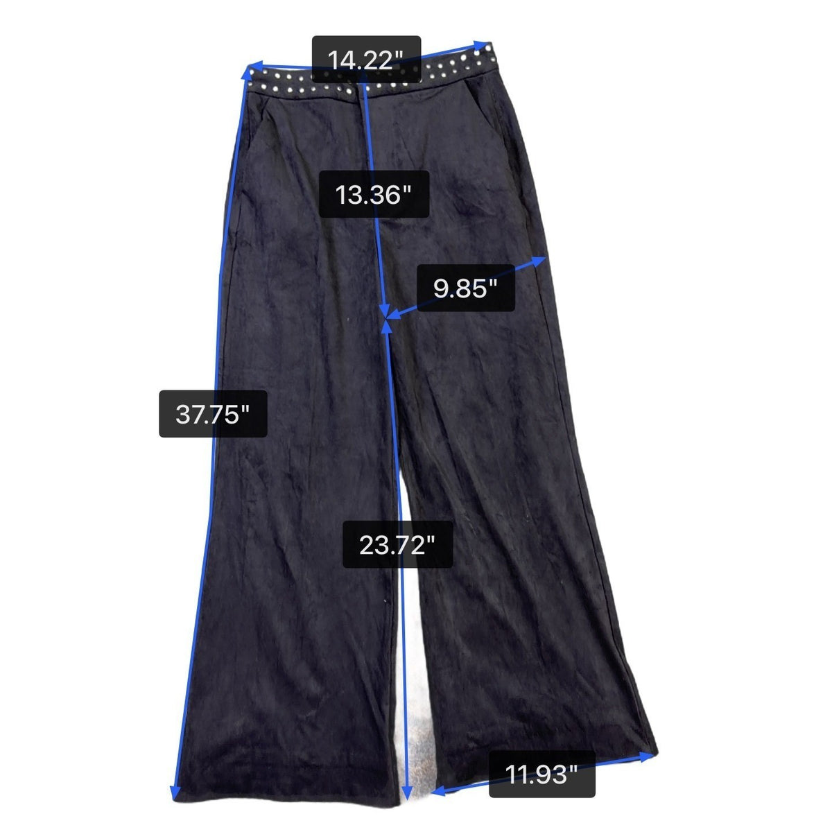 Dear John Womens Black Wide-Leg Pants With Studded Waistband Size 27