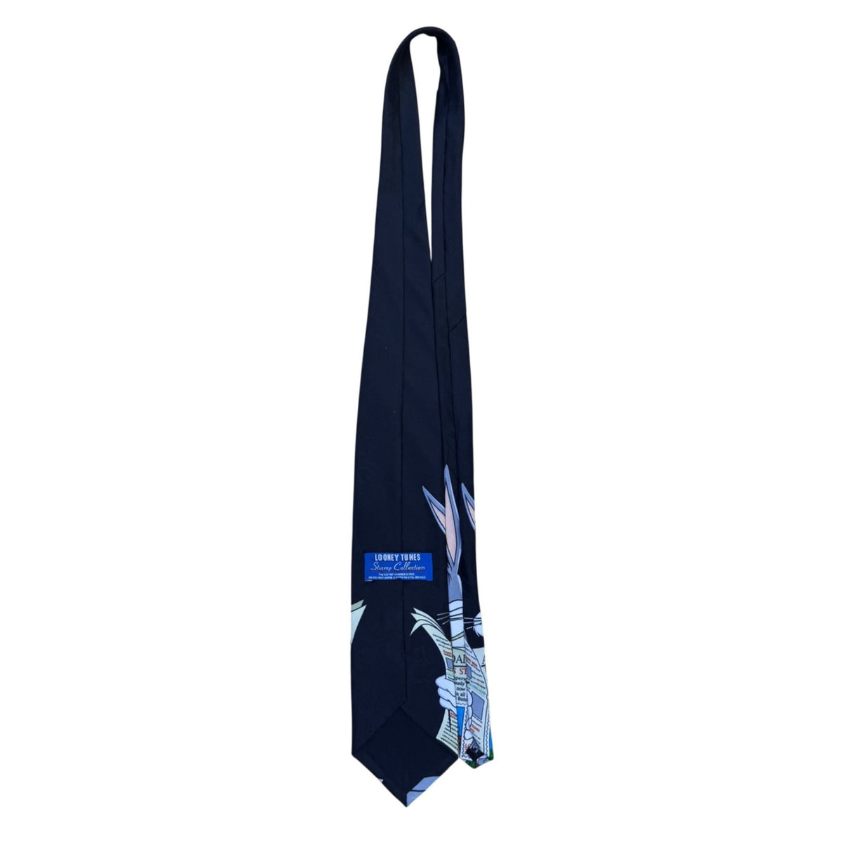 Looney Tunes Mens Black Polyester Bugs Bunny Stamp Collectible Necktie 1997 USA