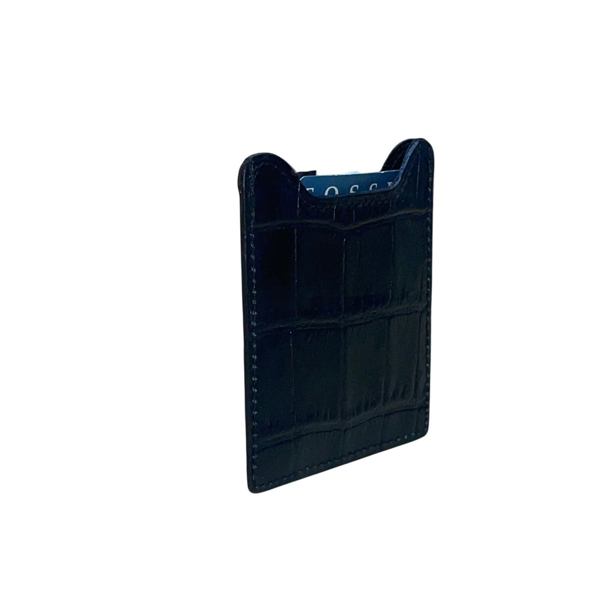 Fossil Men’s Black Embossed Leather Money Clip Cambridge Card Wallet