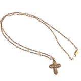 1928 Womens Gold Tone Faux Pearl Cross Pendant Necklace Vintage Jewelry