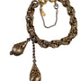 Monet Bolero 1962 Gold Tone Metal Vintage Bracelet Filigree Dangles Chain