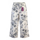 Loveimgs Womens Beige Floral Wide-Leg Pants Size M
