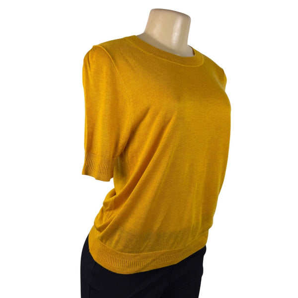 J.Crew Womens Mustard Yellow Lyocell Blend Short Sleeve Sweater Size M
