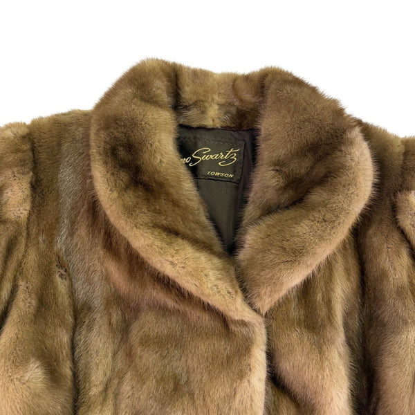 Mano Swartz Womens Brown Mink Fur Jacket Tie Waist Coat