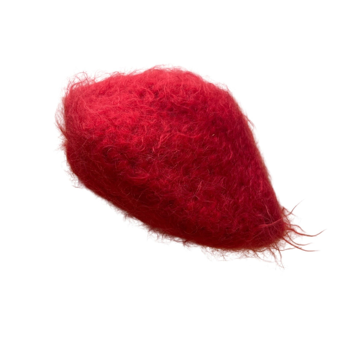 Mary Schaeffer Original Womens Red Mohair Beret Hat Soft Fluffy Knit Winter