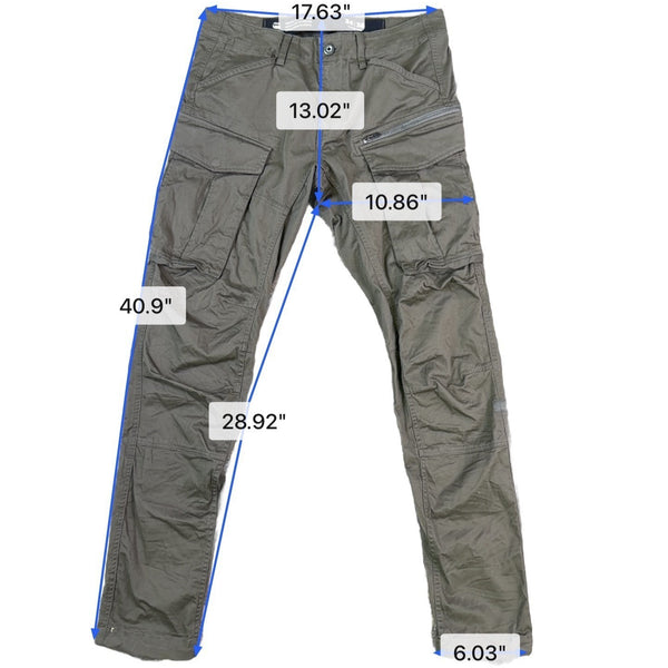 G-Star Raw Mens Olive Cargo Pants Multi-Pocket Durable Design Size 34x36