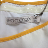Eva Mendes Women’s White & Yellow Strapless Peplum Dress Petite Sz 0