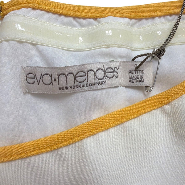 Eva Mendes Women’s White & Yellow Strapless Peplum Dress Petite Sz 0