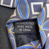 Valentino Rudy Mens Blue Microfiber Geometric Pattern Necktie Handcrafted Italy