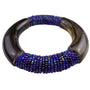 Vintage Womens Black & Purple Beaded Horn Bracelet Statement  Jewelry