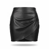 Shinestar Womens Black Faux Leather Wrap Skirt Stylish Mini Skirt Size L