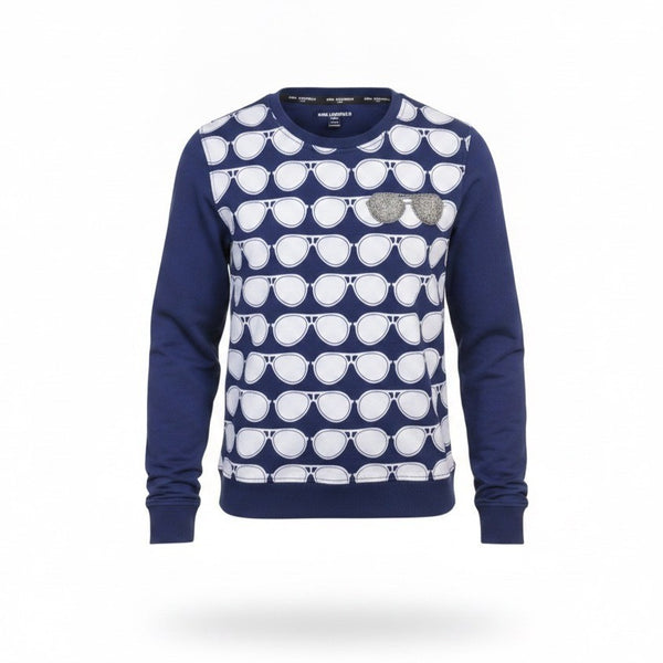 Karl Lagerfeld Paris Womens Navy Printed Long Sleeve Sweatshirt Size S