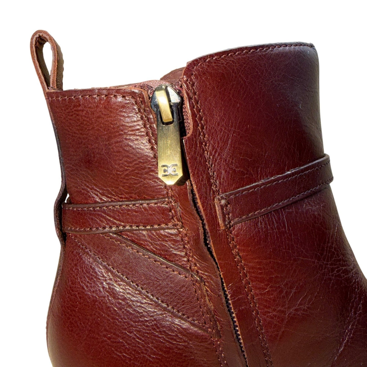 Sam Edelman Women’s Burgundy Leather Gold Hardware Brawley Ankle Boots Size 8.5M