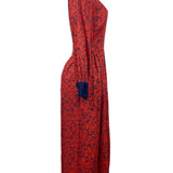 Vintage Therese Red & Navy Floral Long Sleeve Midi Dress