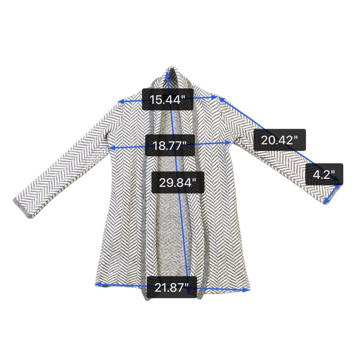 Ann Taylor Womens Gray Chevron Wool Blend Open Front Cardigan Sweater Size SP