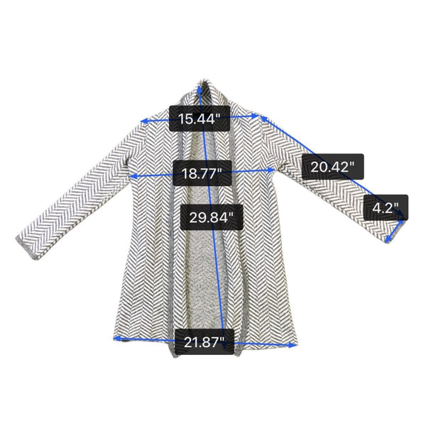 Ann Taylor Womens Gray Chevron Wool Blend Open Front Cardigan Sweater Size SP