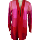 Isaac Mizrahi Live Open Front Cardigan Sweater Womens Pink & Red Knit Size S