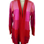 Isaac Mizrahi Live Open Front Cardigan Sweater Womens Pink & Red Knit Size S